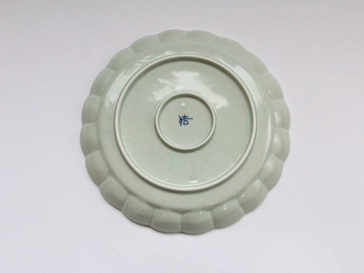 Chrysanthemum-Edged 7-Sun Plate with Underglazed Small Flower Chirashi Richo - Crafted By Koyo Kiln