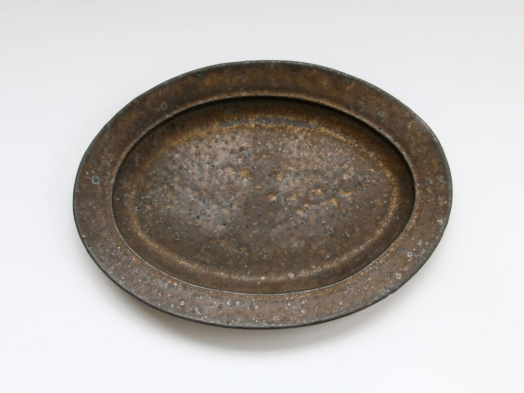 Antique Gold Rim Oval Plate (L) - Crafted By Takuya Ohara