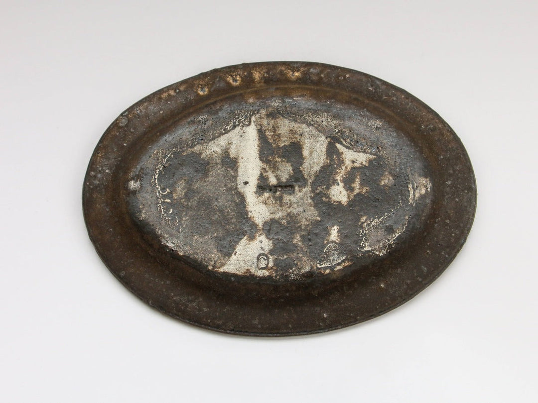 Antique Gold Rim Oval Plate (L) - Crafted By Takuya Ohara