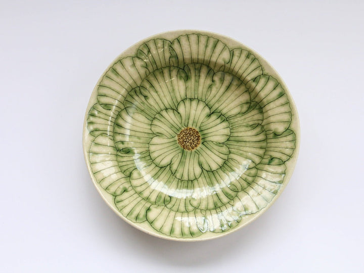 Peony Rim Deep Plate (Green) - Crafted By Yoshihira Kato