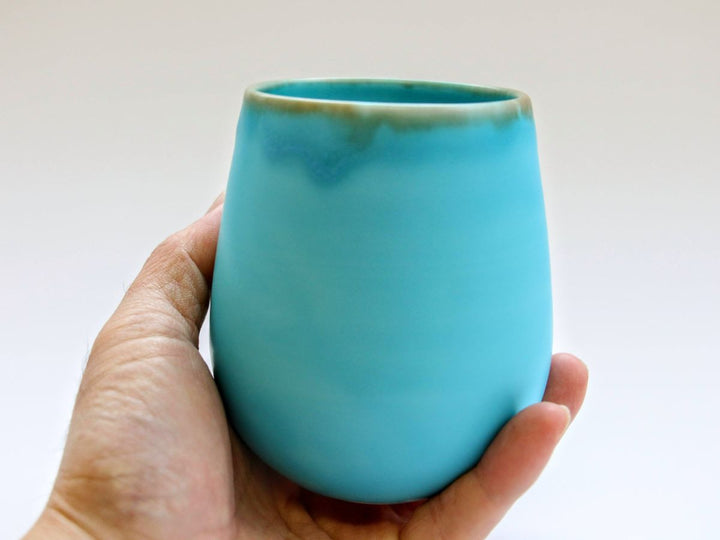 Turquoise Blue Wine Cup Small — Hand-Glazed Japanese Pottery by Chojuro Kiln