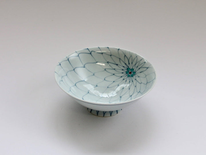 Mesh Flower Rice Bowl (Large, Green) - Crafted By Fukuho Kiln