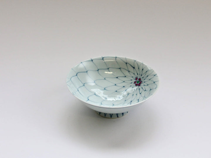 Mesh Flower Rice Bowl (Small, Red) - Crafted By Fukuho Kiln