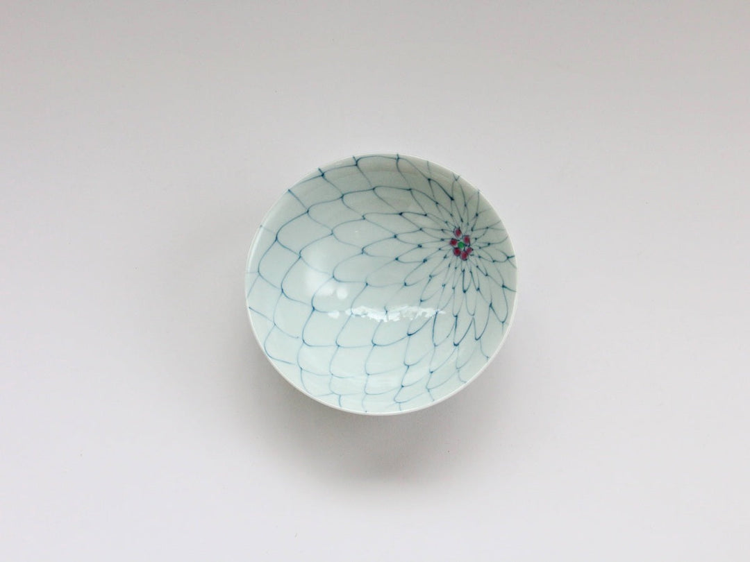 Mesh Flower Rice Bowl (Small, Red) - Crafted By Fukuho Kiln