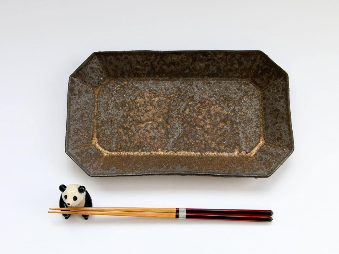 Antique Gold Octagonal Rectangular Plate (Medium) - Crafted By Takuya Ohara