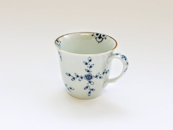 Vine & Flower Arabesque Medium Mug (Blue) - Crafted By Tokushichi Kiln