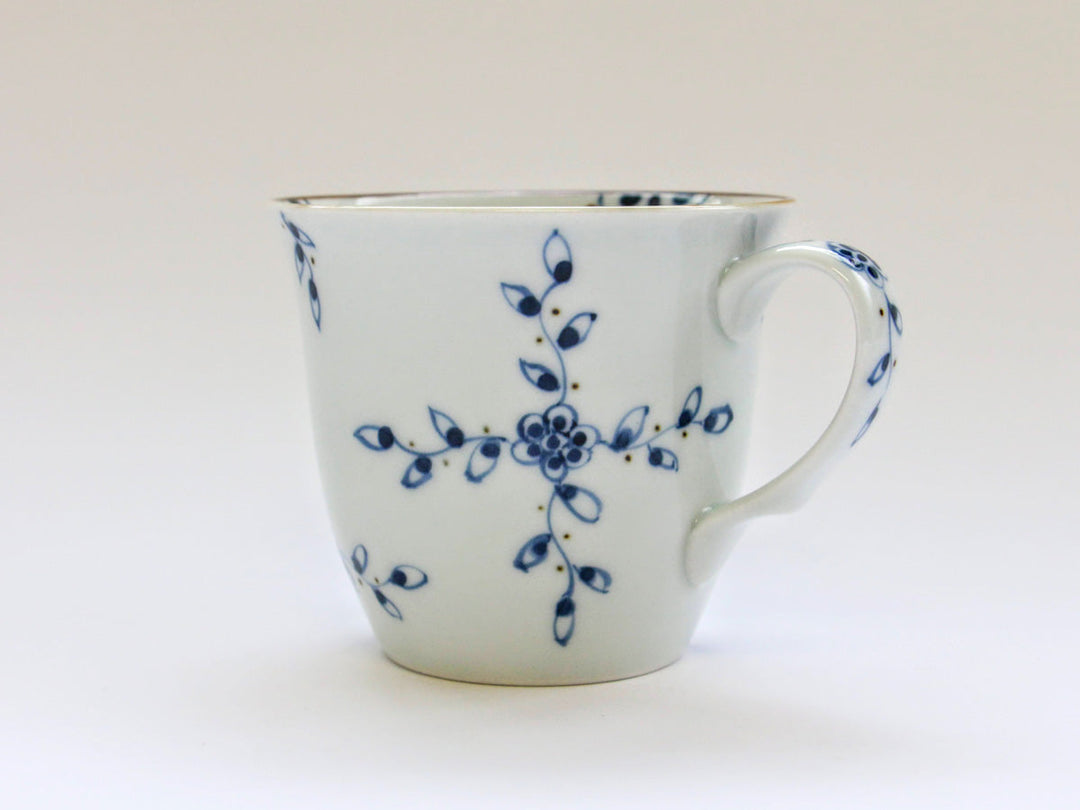 Vine & Flower Arabesque Medium Mug (Blue) - Crafted By Tokushichi Kiln