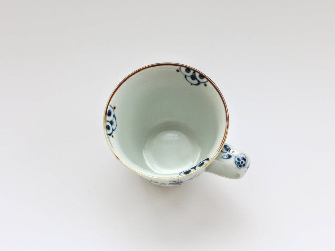 Vine & Flower Arabesque Medium Mug (Blue) - Crafted By Tokushichi Kiln