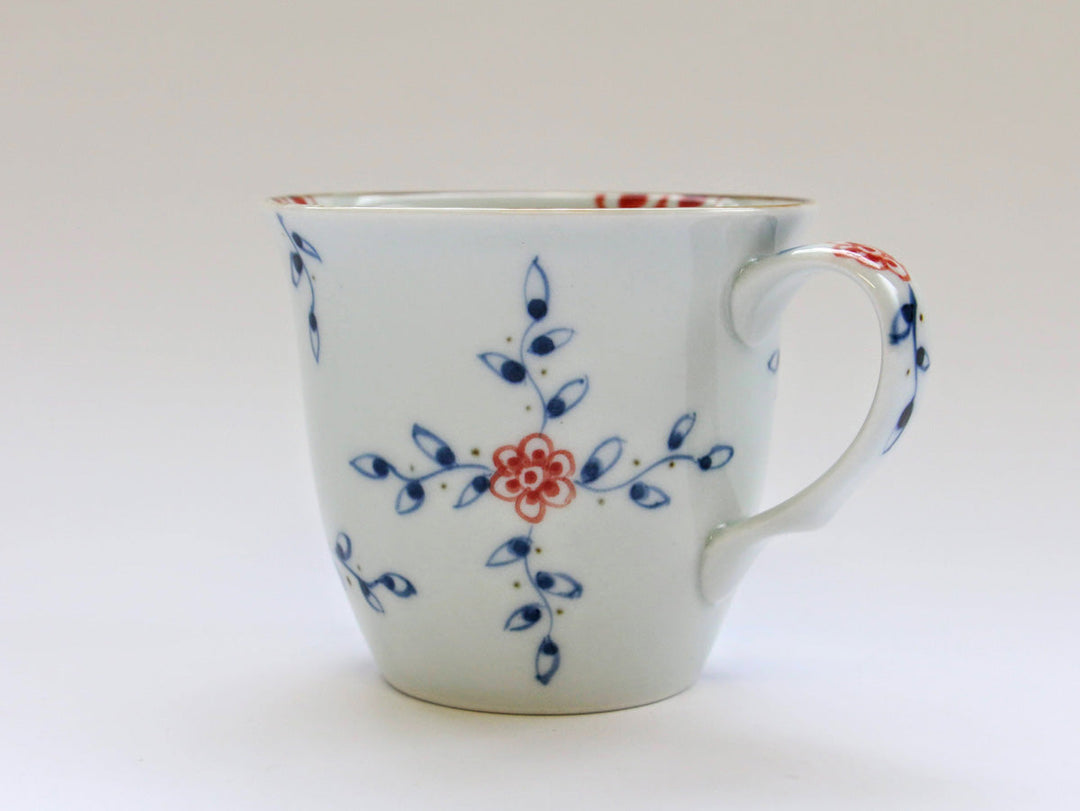 Vine & Flower Arabesque Medium Mug (Red) - Crafted By Tokushichi Kiln