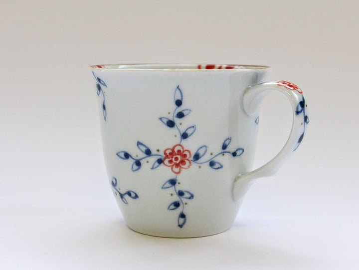 Vine & Flower Arabesque Medium Mug (Red) - Crafted By Tokushichi Kiln