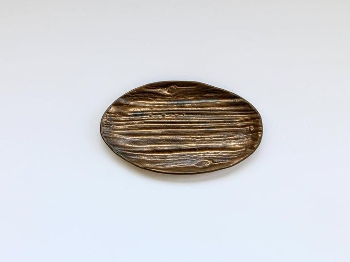 Gold Glaze Wood-Grain Oval Plate (Small) - Crafted By Kikaku Seito