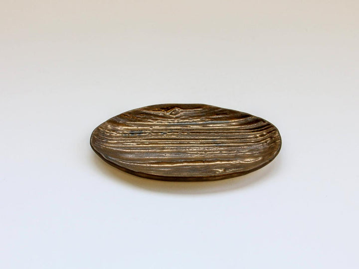 Gold Glaze Wood-Grain Oval Plate (Small) - Crafted By Kikaku Seito