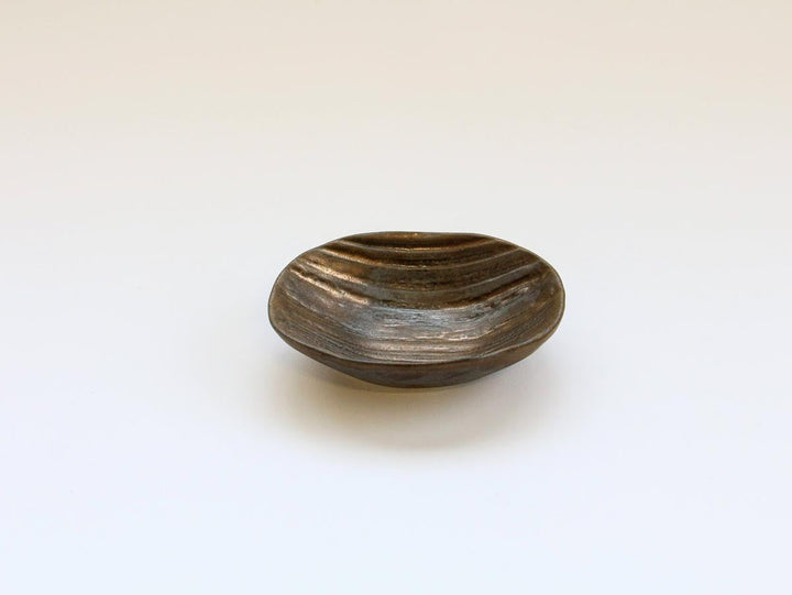 Gold Glaze Wood-Grain Oval Small Dish — Hand-Glazed Japanese Porcelain by Kikaku Pottery
