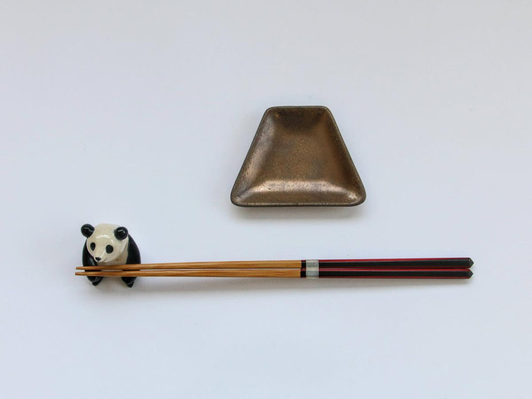Gold Glaze Trapezoid Chopstick Rest - Crafted By Kikaku Seito