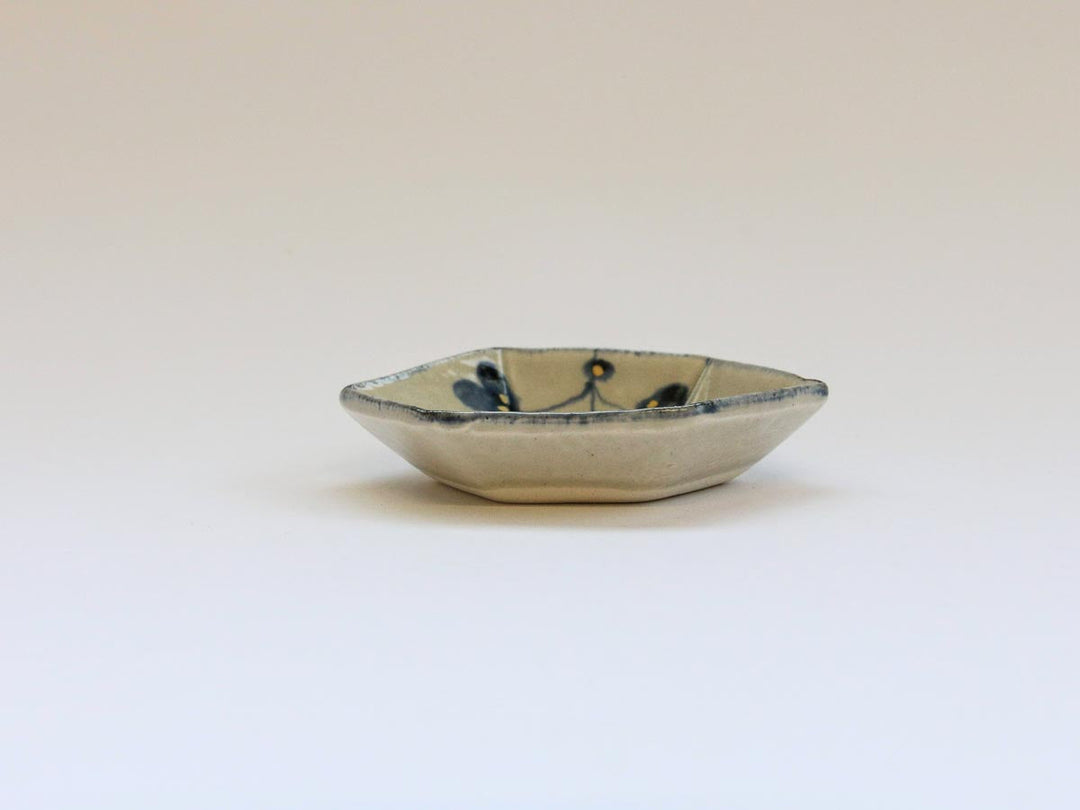 Gold Glaze Floral Hexagonal Small Dish - Crafted By Kikaku Seito