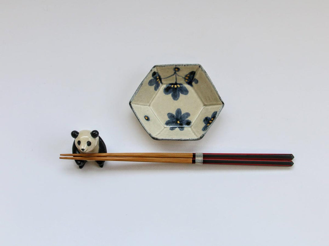 Gold Glaze Floral Hexagonal Small Dish - Crafted By Kikaku Seito