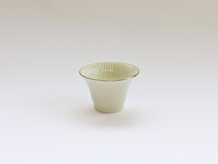 Gold-Edged Ivory Bamboo-Shaped Appetizer Dish - Crafted By Tasho Pottery