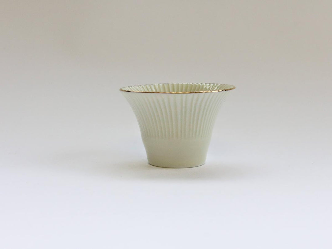 Gold-Edged Ivory Bamboo-Shaped Appetizer Dish - Crafted By Tasho Pottery
