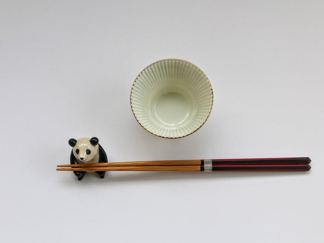 Gold-Edged Ivory Bamboo-Shaped Appetizer Dish - Crafted By Tasho Pottery