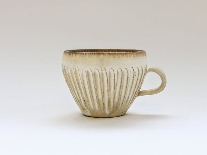 Flowing Rim Carved Mug Cup - Crafted By Takuya Ohara