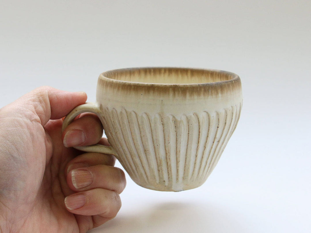Flowing Rim Carved Mug Cup - Crafted By Takuya Ohara