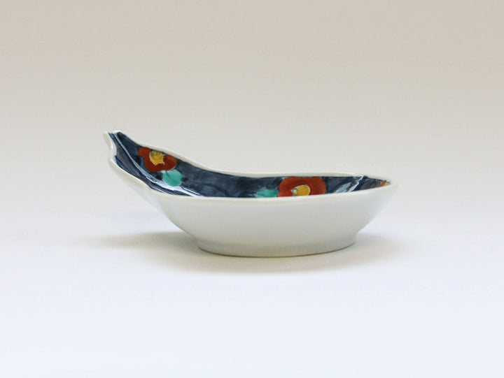 Red Camellia Gourd Plate - Crafted By Tokushichi Kiln