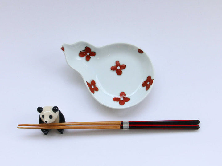 Red Flower Gourd Plate - Crafted By Tokushichi Kiln