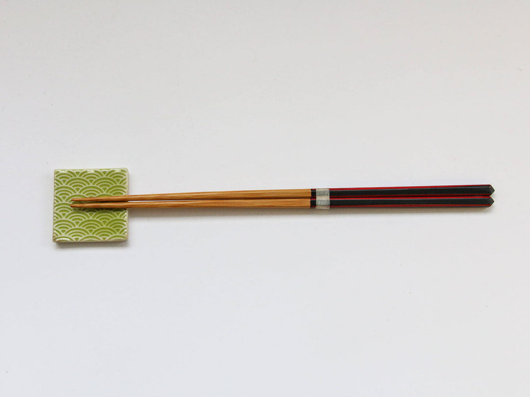 Hiwa Glaze Seigaiha Carved Chopstick Rest - Crafted By Kajiken Ceramics
