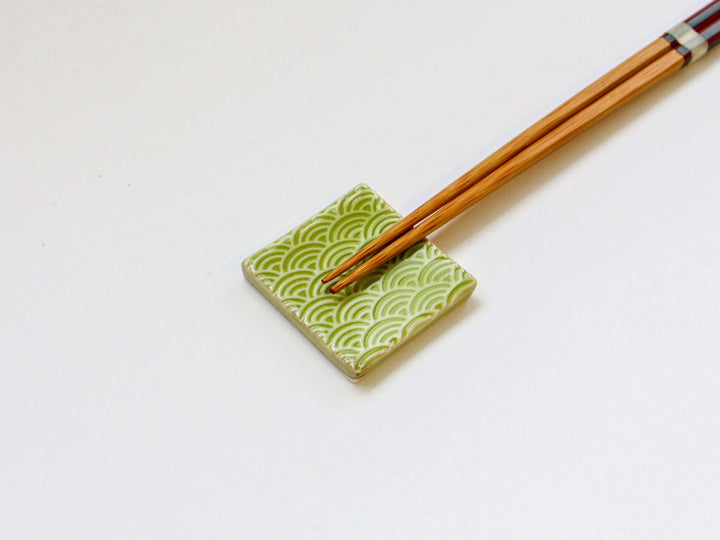 Hiwa Glaze Seigaiha Carved Chopstick Rest - Crafted By Kajiken Ceramics