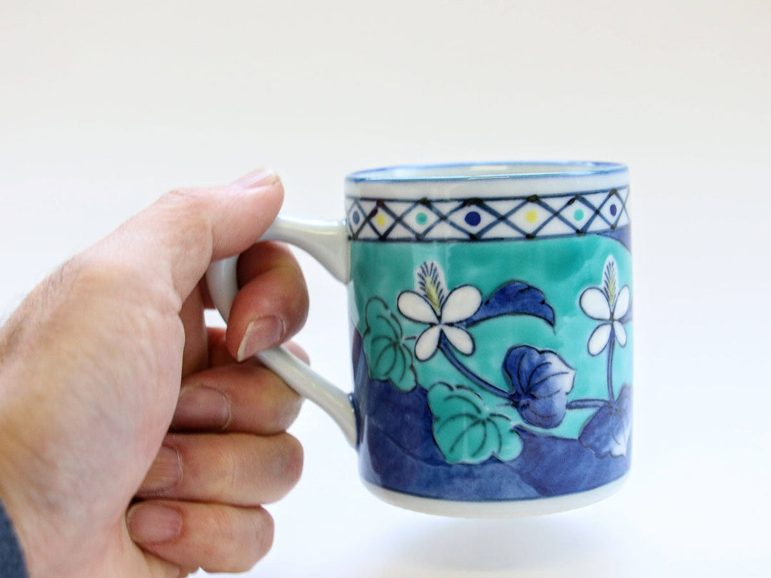 Kinso Pillow Handle Mug Cup (Green) - Crafted By Tasho Pottery