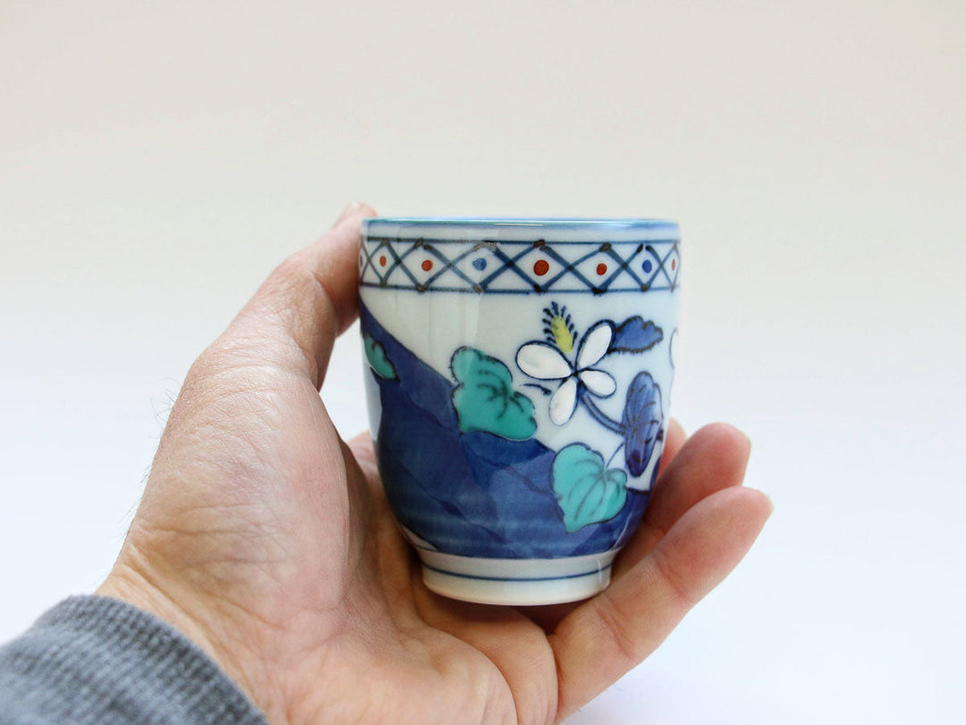 Kinso Pillow Natsume Teacup (Small, Hanadami) - Crafted By Tasho Pottery
