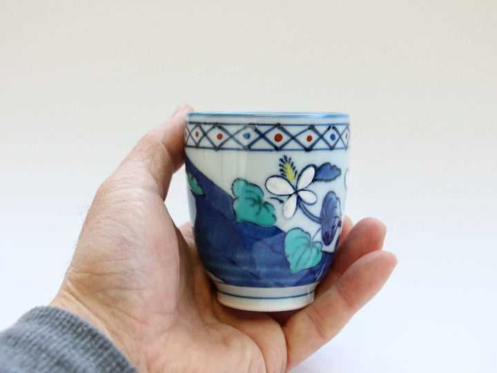 Kinso Pillow Natsume Teacup (Small, Hanadami) - Crafted By Tasho Pottery