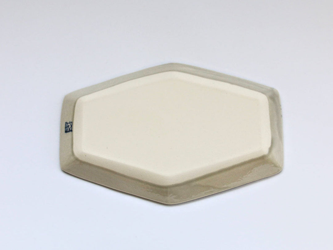 Gold Spiral Flower Pattern Hexagonal Long Plate - Crafted By Kikaku Pottery