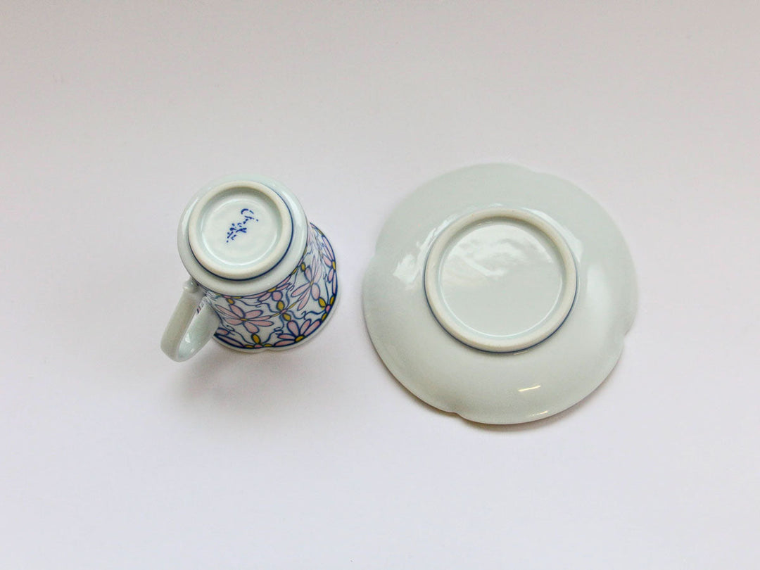 Flower Parade Coffee Cup & Saucer (Pink) - Crafted By Tasho Pottery