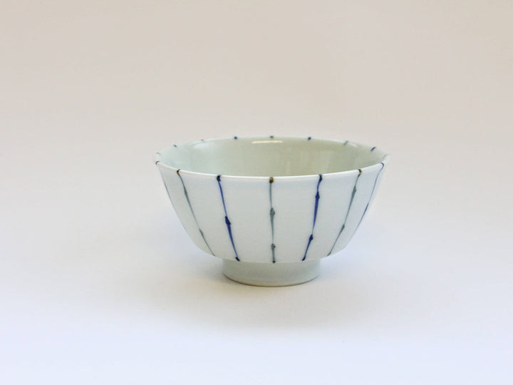 Two-Color Fine-Stripe Blue Rice Bowl (Large) - Crafted By Tamori Pottery