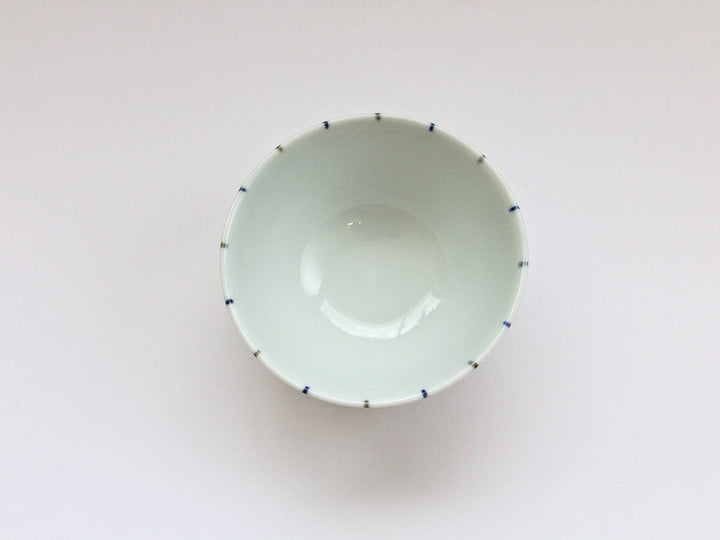Two-Color Fine-Stripe Blue Rice Bowl (Large) - Crafted By Tamori Pottery