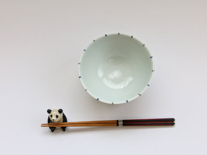 Two-Color Fine-Stripe Blue Rice Bowl (Large) - Crafted By Tamori Pottery
