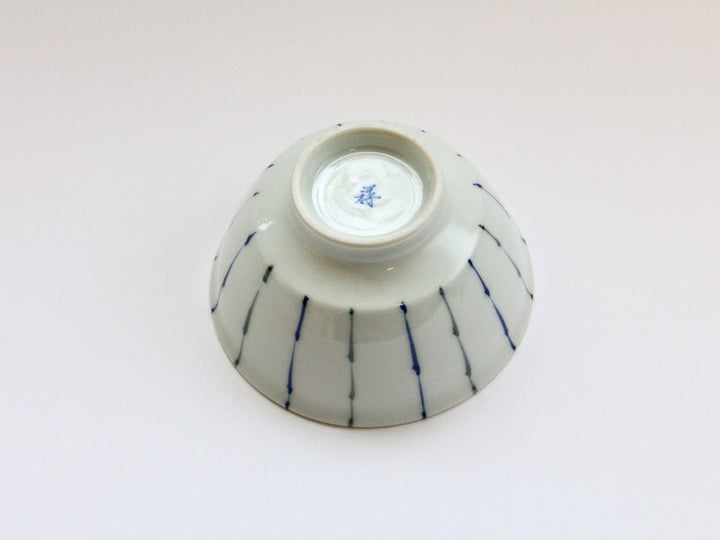 Two-Color Fine-Stripe Blue Rice Bowl (Large) - Crafted By Tamori Pottery