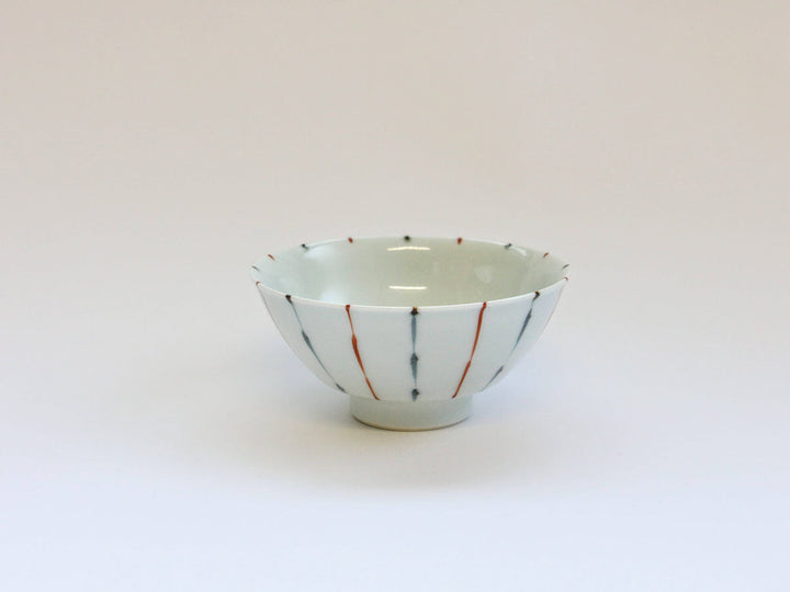 Two-Color Fine-Stripe Red Rice Bowl (Small) - Crafted By Tamori Pottery