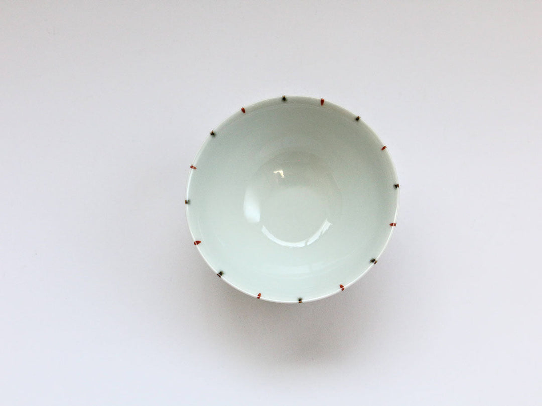 Two-Color Fine-Stripe Red Rice Bowl (Small) - Crafted By Tamori Pottery