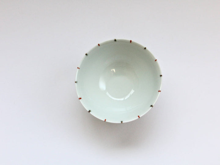 Two-Color Fine-Stripe Red Rice Bowl (Small) - Crafted By Tamori Pottery