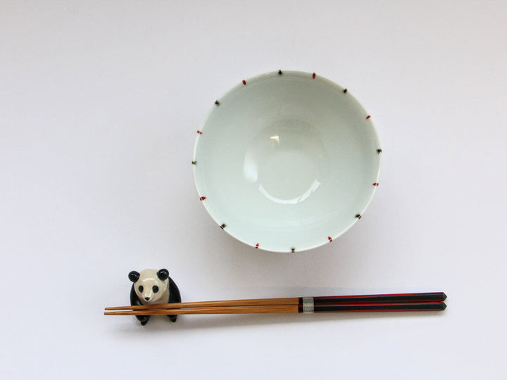 Two-Color Fine-Stripe Red Rice Bowl (Small) - Crafted By Tamori Pottery