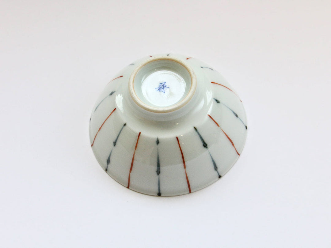 Two-Color Fine-Stripe Red Rice Bowl (Small) - Crafted By Tamori Pottery