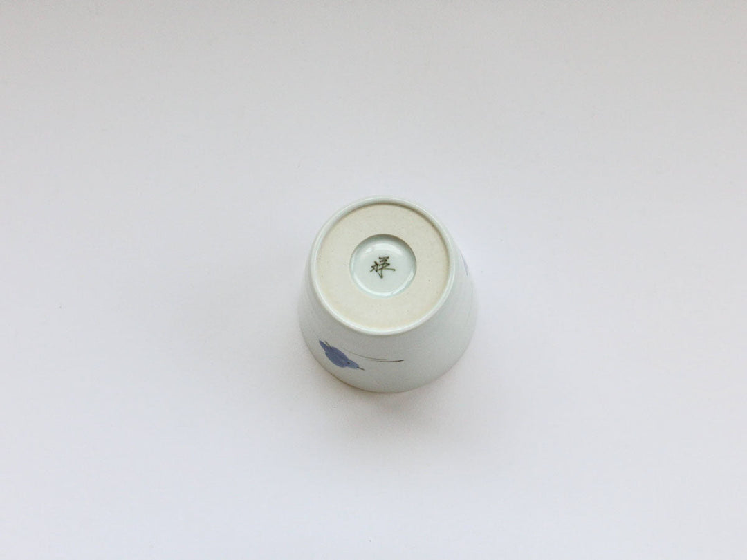 Cool Blue Three-Bird Soba Cup - Crafted By Tamori Pottery