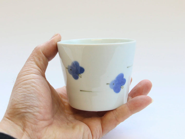 Cool Blue Three-Bird Soba Cup - Crafted By Tamori Pottery