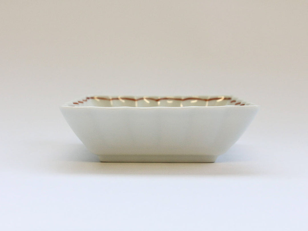 Kirara Red Chrysanthemum Square Small Bowl - Crafted By Tamori Pottery