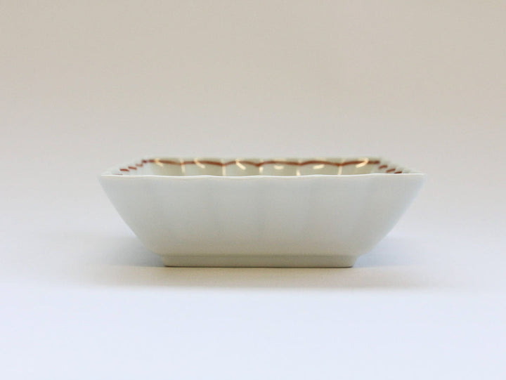 Kirara Red Chrysanthemum Square Small Bowl - Crafted By Tamori Pottery