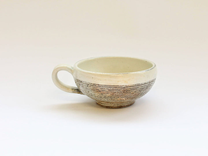 Rough Carved Handled Round Soup Cup - Crafted By Furutani Pottery