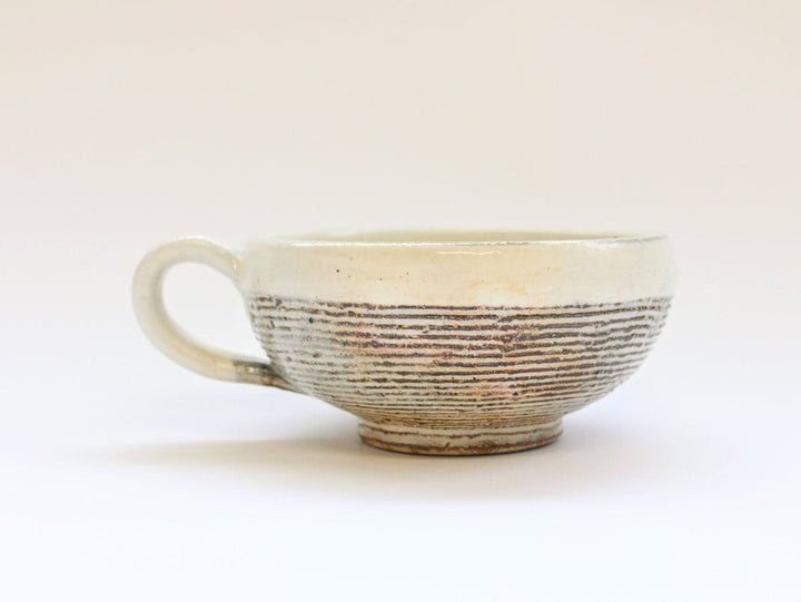 Rough Carved Handled Round Soup Cup - Crafted By Furutani Pottery