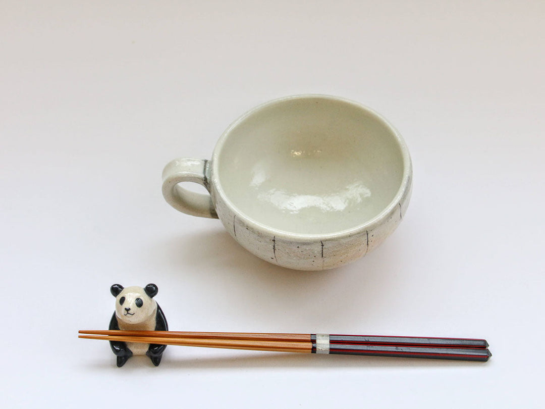 Vertical Line Handled Round Soup Cup - Crafted By Furutani Pottery